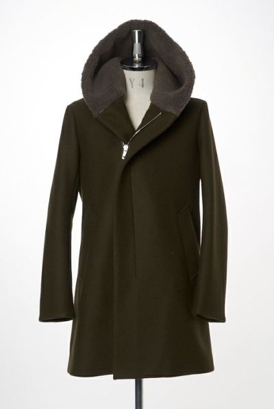 1piu1uguale3 コート |MRC113-WOL099-67 DROP WRAP HOOD［KHAKI］