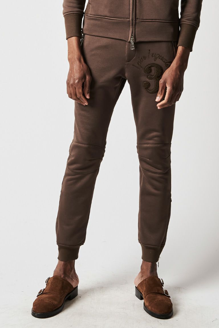 1piu1uguale3 パンツ |MRP433-PCT100-77 BIKER ZIP RIB PANTS［D.BROWN］