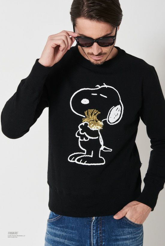 1piu1uguale3 スウェット |MRB485-COT315-99 1PIU1UGUALE3 x PEANUTS 