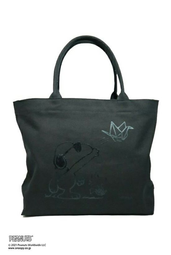 1piu1uguale3 グッズ |MRG457-COT314-99 PEANUTS TOTE［BLACK］