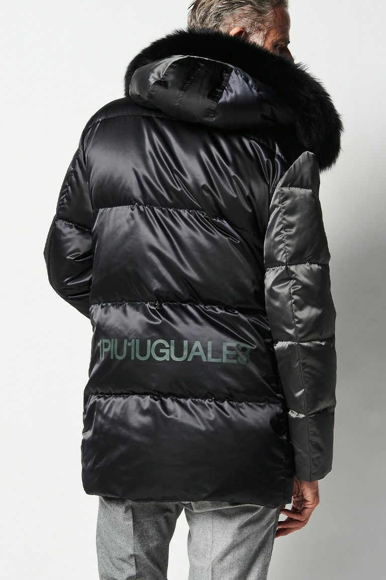 1piu1uguale3 ダウン |MRC130-NYN035-99-99 CRAZY HOODED DOWN［BLACK 