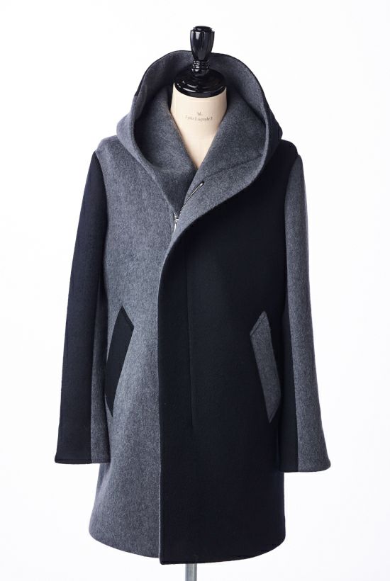 1piu1uguale3 コート |MRC126-WNY030-95-99 CRAZY WRAP COAT［GRAY/BLACK］