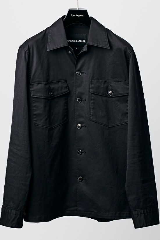 1piu1uguale3 シャツ |MRS144-CTU219-99 BLACK MILITARY BY