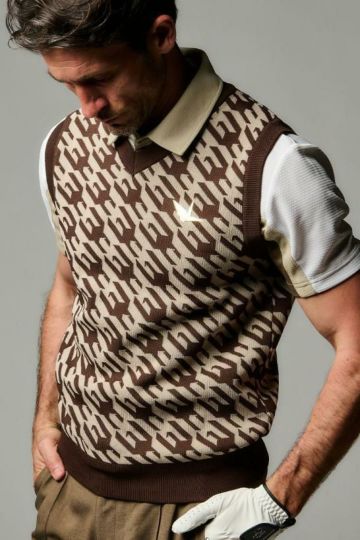 HOUNDTOOTH KNIT VEST TOGA LIMITED MODEL［BROWN］ | 1PIU1UGUALE3