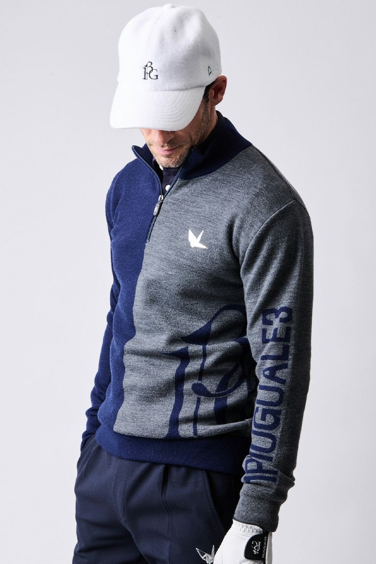 1PIU1UGUALE3 GOLF V-NECK KNIT ホワイトサイズ Ⅳ 驚き価格