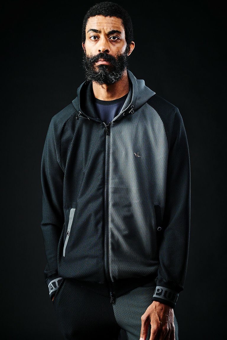 113 SPORT TECHNICAL MESH CRAZY ZIP UP PARKA［BLACK/CHARCOAL 