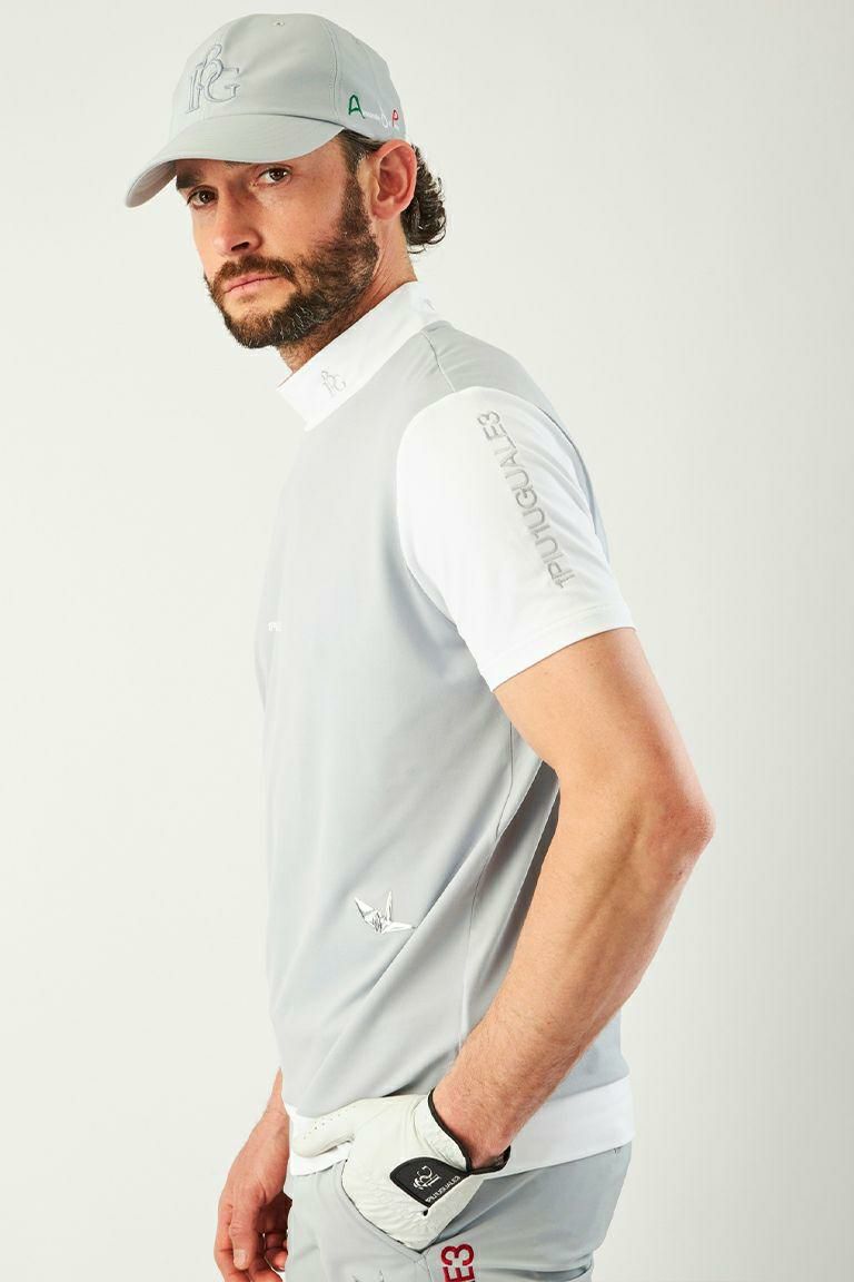 ADP GOLF S/S MOCK NECK［L.GRAY/WHITE］