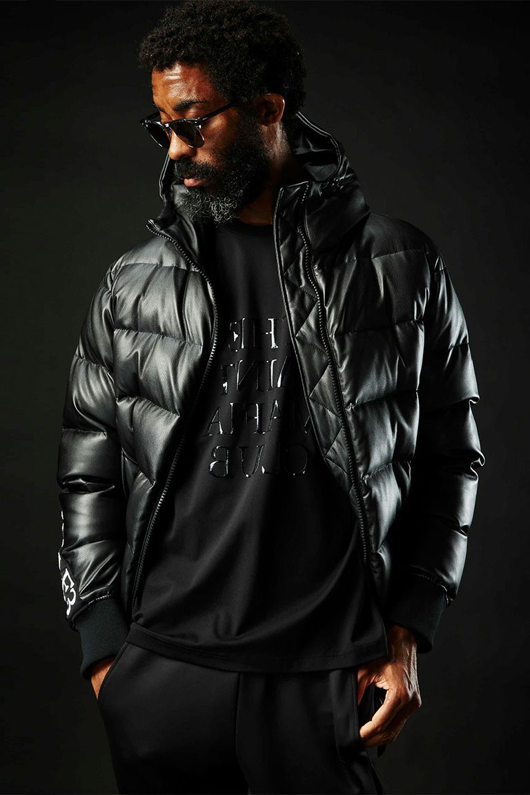 R[10] 113 RIBBON TAPE HOODED DOWN JK SPORT LEATHER［BLACK 