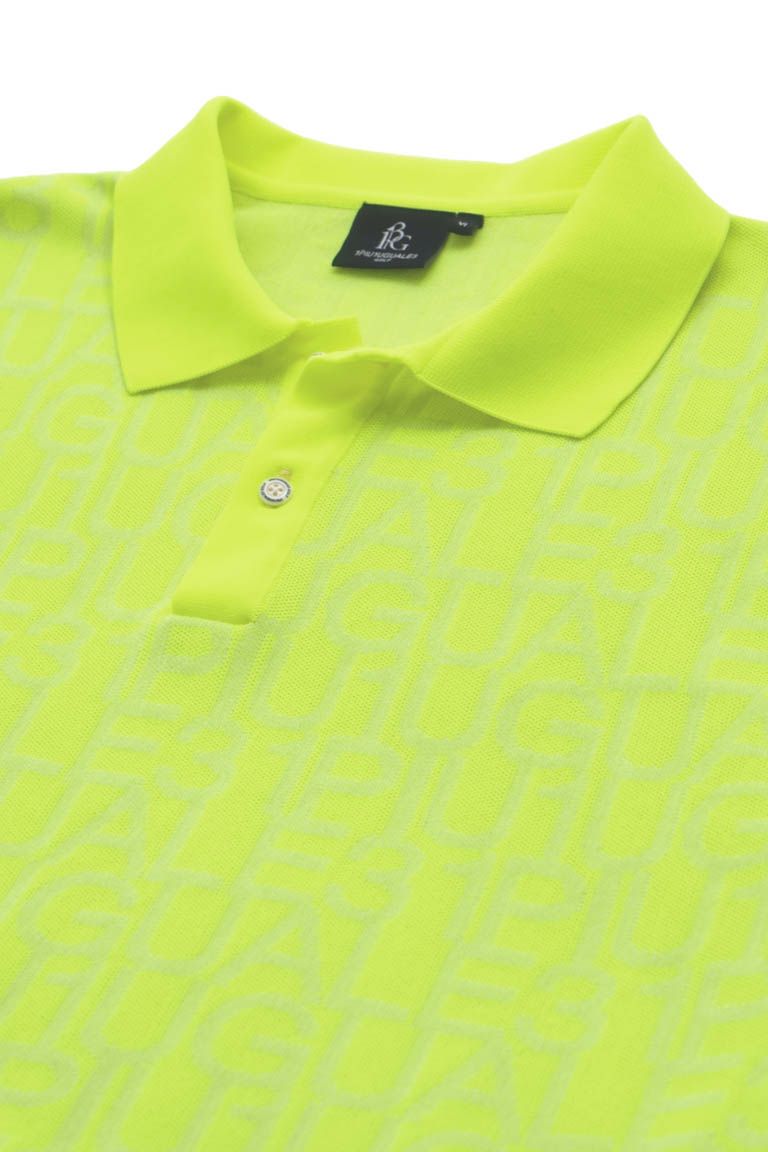 S/S KNIT POLO JAQURED LOGO［YELLOW］