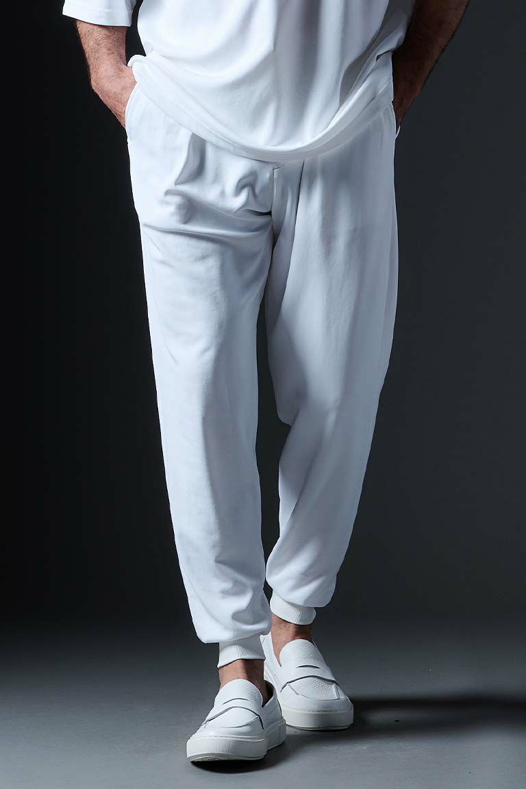 新品5.5万 22AW 1piu1uguale3　リブ スラックス パンツ CREASE RIB WIDE SLACKS［WHITE］ | VATOMCE | 1PIU1UGUALE3正規店