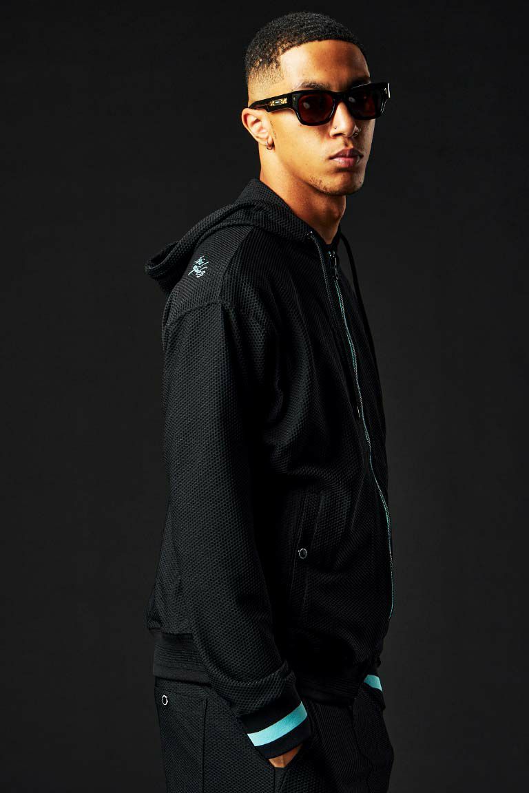 1PIU1UGUALE3 SPORT 113 SPORT×THESAINT MAFIA ZIP UP PARKA 113 SPORT×THESAINT MAFIA ZIP UP PARKA［BLACK/TURQUOISE