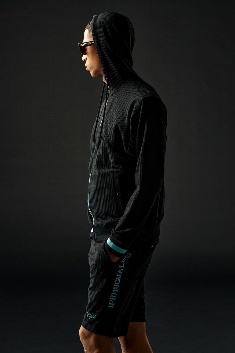 113 SPORT×THESAINT MAFIA ZIP UP PARKA［BLACK/TURQUOISE