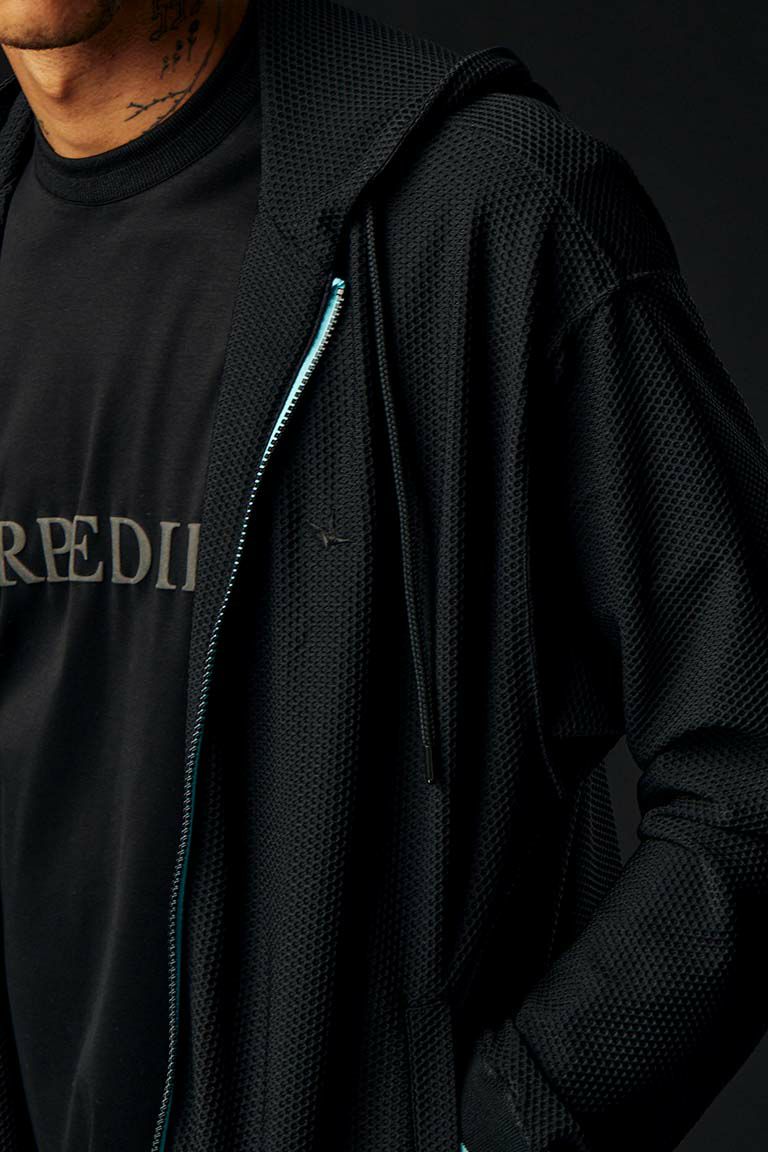 113 SPORT×THESAINT MAFIA ZIP UP PARKA［BLACK/TURQUOISE